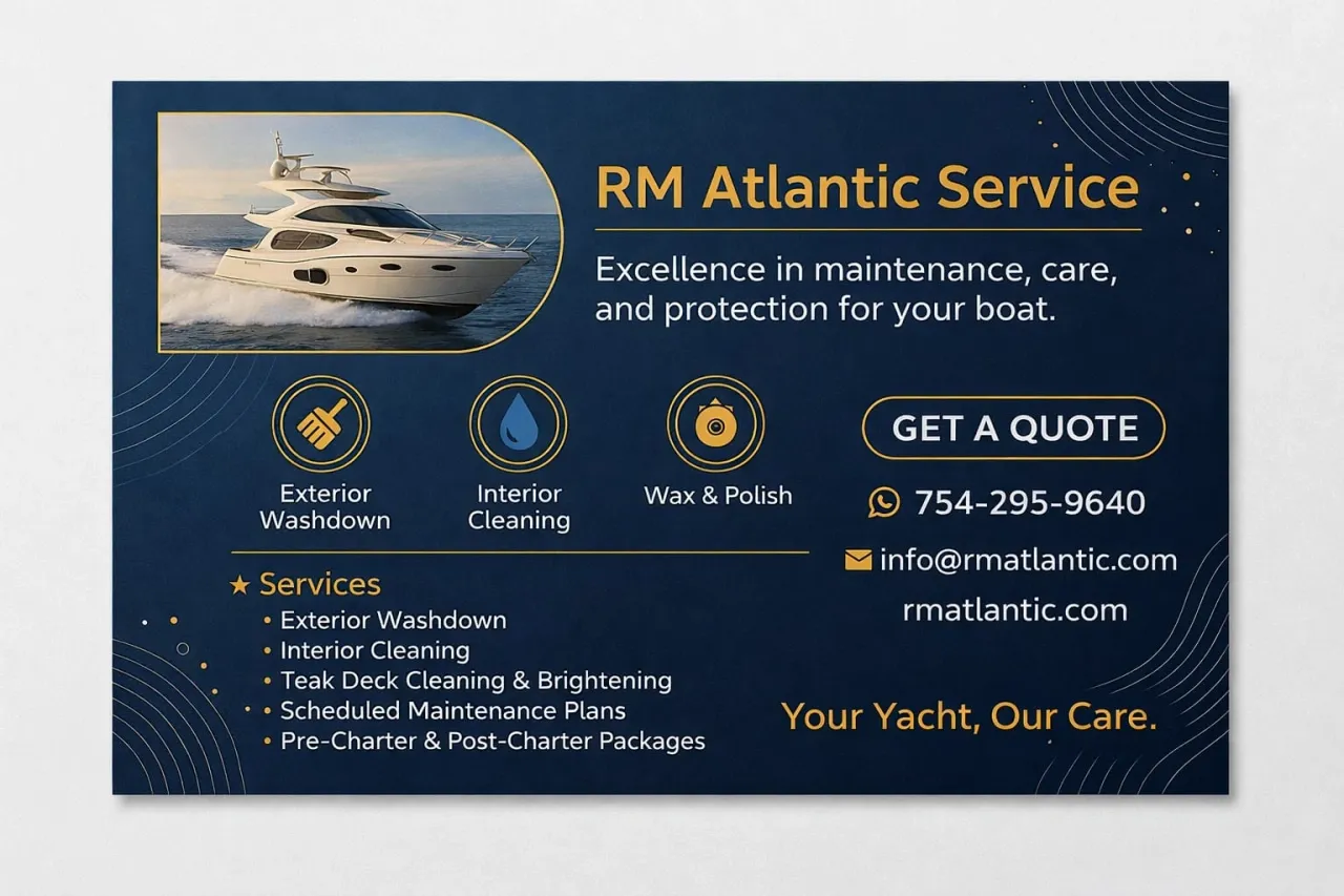 RM Atlantic Service — exterior washdown, interior cleaning, wax and polish, and maintenance plans in South Florida